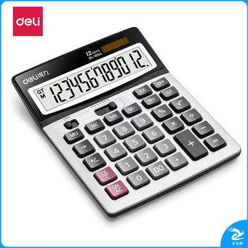 得力(deli) 1654 双电源宽屏办公桌面计算器 