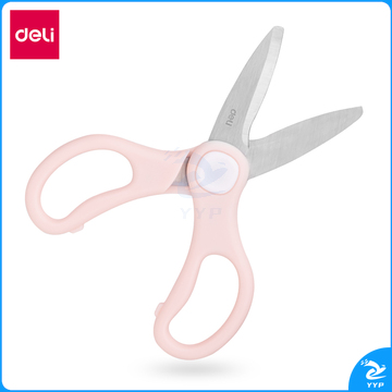得力77773不锈钢辅食剪刀150mm(粉色)(盒)