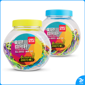 得力 0053 彩色回形针曲别针 3# 200只/桶 （单位：桶）