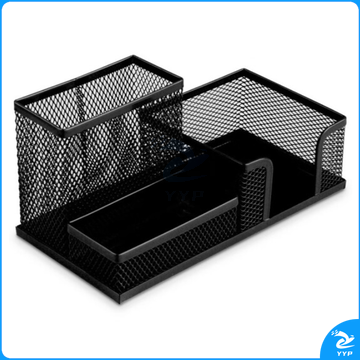 得力9154 组合金属笔筒三格桌面收纳 颜色随机或备注