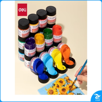 得力（deli）24色100ml 丙烯画颜料 小罐装绘画彩绘涂鸦艺考室内外绘考试联考礼物扇子涂鸦