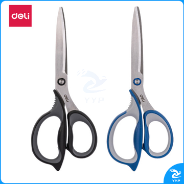 得力(deli)210mm大号办公家用剪刀 弧形剪片省力剪刀 蓝色77760