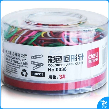 得力 0038 彩色回形针 160枚/筒 （单位：筒）混色