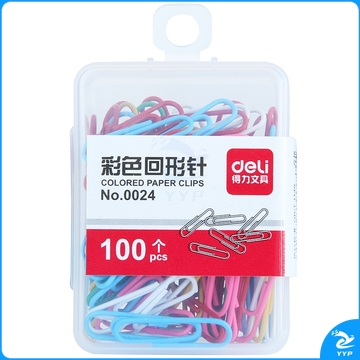 得力 0024 彩色回形针 100枚/盒 （单位：盒）混色
