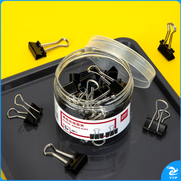 得力 筒装黑色长尾票夹 8565 19mm 黑色（40只/桶）