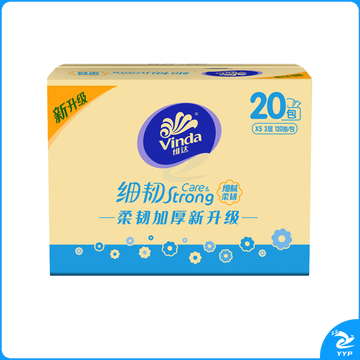 维达 vinda 细韧软包抽取式面巾纸 V2609-A 三层  120抽/包 20包/箱 (新老包装交替发货)