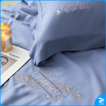 婵思 CHANSI 时尚刺绣迹风系列莱赛尔大豆夏被 CTDC230235 150*200cm 填充物成分:涤纶(聚酯纤维) 重量约1000g (迹风运河蓝)