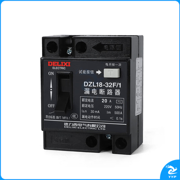 德力西 漏电保护塑壳断路器 空气开关 DZL18-32F/1 20A 单钮
