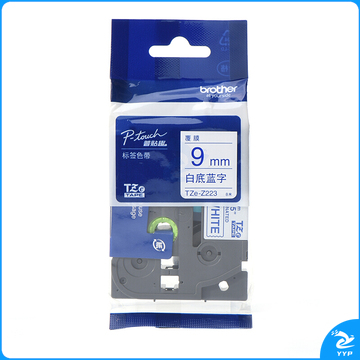 兄弟 brother 标签机色带 TZe-Z223/TZe-223 9mm (白底/蓝字) 仅E115标签机不可用
