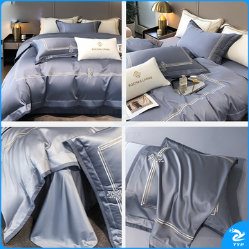 伊伊爱 简至上100S四件套 TJ0HJC2301997 200*230cm(被套:200*230cm 床单:245*250cm 枕套:48*74cm*2) (海湾兰) (全棉/盒)