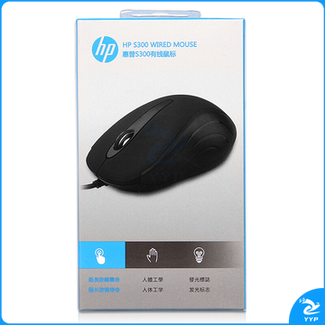 惠普 HP 有线鼠标 S300 有线 USB接口 (黑色) (T7B40PA)