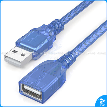 山泽 SAMZHE USB延长线usb2.0数据连接线公对母 TML15 1.5米 AM/AF电脑U盘鼠标键盘读卡器加长线透明蓝