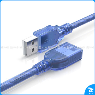 山泽 SAMZHE USB延长线usb2.0数据连接线公对母 TML15 1.5米 AM/AF电脑U盘鼠标键盘读卡器加长线透明蓝