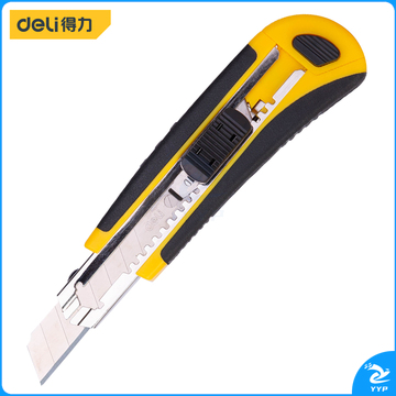 得力工具 DL005 塑柄包胶8连发美工刀 18mm自锁8连发 SK5 （单位：把）