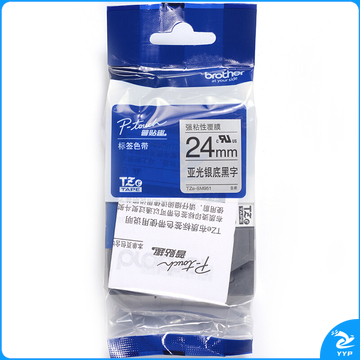 兄弟 brother 标签机色带 TZe-SM951 24mm (亚光银底/黑字)
