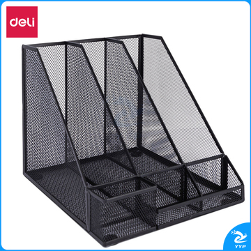 得力78987三联金属网状文件框带笔筒(黑)(个)