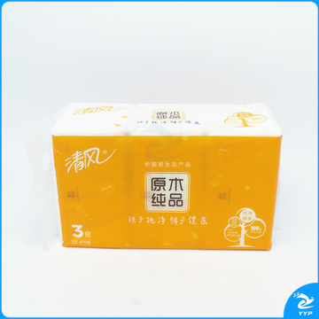 清风 原木纯品迷你软包抽取式面纸 BR38SC3/BR38SC4 210*132mm/190*132mm 双层/四层 200抽/120抽 3包/提 16提/箱 (新老包装交替以实物为准)