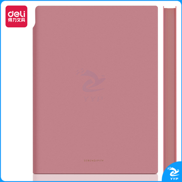 得力22290U型笔插皮面本-A5-210mm*143mm/112张（单位：本）红