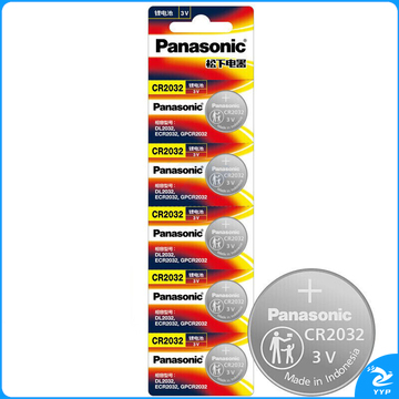 松下 Panasonic 纽扣电池 3V CR2032 3V  5节/卡 100卡/箱