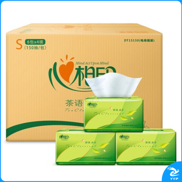 心相印抽纸 茶语丝享系列3层150抽面巾纸*24包纸巾