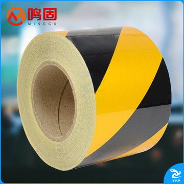 鸣固 黄黑斜纹反光条警示胶带 宽10cm长45.7米（卷）