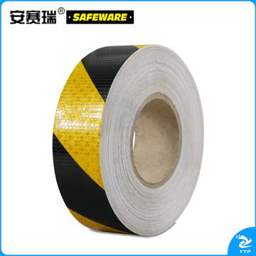 安赛瑞14357晶格反光警示胶带黄黑50mm*50m（卷）