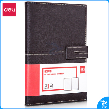 得力3343单包插芯皮面本-25K-210mm*143mm/120张(棕)(单位：本)