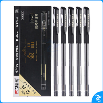 晨光 M＆G 拔帽金品全针管中性笔 AGPA7101 0.28mm (黑色) 12支/盒