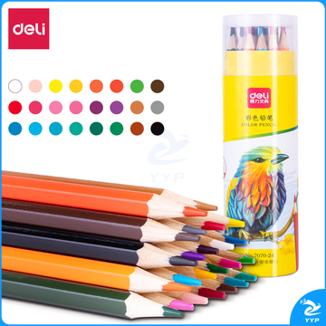 得力7070-24_24色六角杆彩铅(混)(24色/筒)（筒）