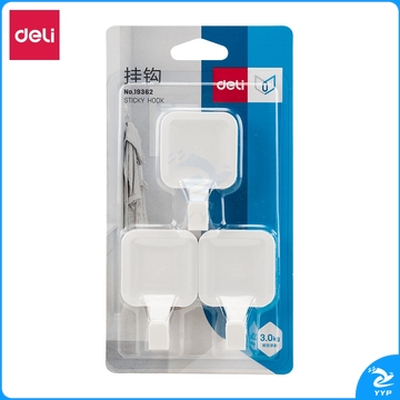 得力19362挂钩(3kg)(方形)(白色)(3只/卡)（单位：卡）