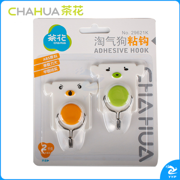 茶花29621K淘气狗粘钩2只装6.6*8.1*2.2颜色随机288卡/箱(卡)
