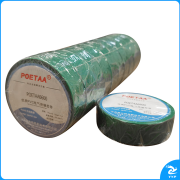 颇尔特POETAA 优质PVC电气绝缘胶带，POETAA6600 绿色，18mm*0.18mm*20m(单位：卷)