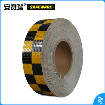 安赛瑞14366晶格反光警示胶带黄黑5cm*50m（卷）