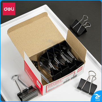 得力 9542 长尾夹 41mm 12只/盒 （单位：盒） 黑