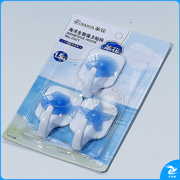 茶花2921粘钩海洋生物强力挂钩3支装（卡）