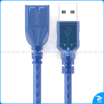 山泽 SAMZHE USB延长线usb2.0数据连接线公对母 TML15 1.5米 AM/AF电脑U盘鼠标键盘读卡器加长线透明蓝