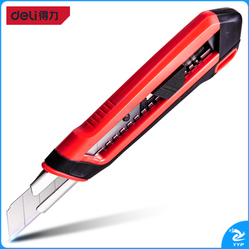 得力工具 DL018G 塑柄包胶美工刀(红黑系列) 18mm SK2 (单位：把)
