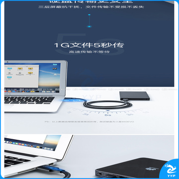 绿联 UGREEN USB3.0数据线 60526 公对公 2米 (黑色)