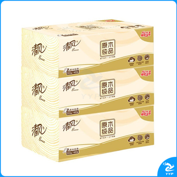 清风 原木纯品盒装面巾纸 B338CN/C1/C2/C3 双层  200抽/盒 3盒/提 12提/箱 (新老包装交替以实物为准)