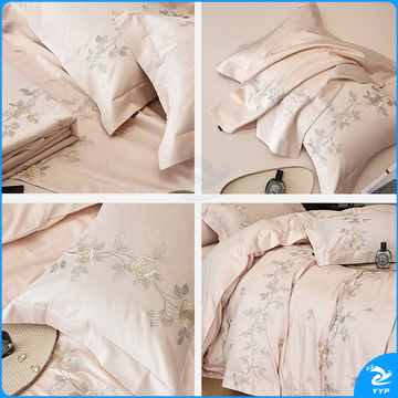 伊伊爱 100s长绒棉提花刺绣蔷薇园四件套 TJ0ZYJ2302057 200*230cm 被套:200*230cm,床单:245*250cm,枕套:48*74cm*2个 100%棉 (蔷薇园-粉) 盒装