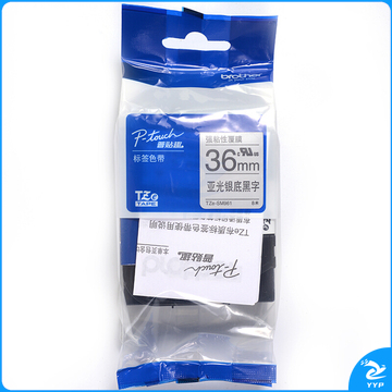 兄弟 brother 标签机色带 TZe-SM961 36mm (亚光银底/黑字) (强粘性)