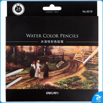 得力6518彩铅190*213*10mm（黑色）（24支/盒）（单位：盒）