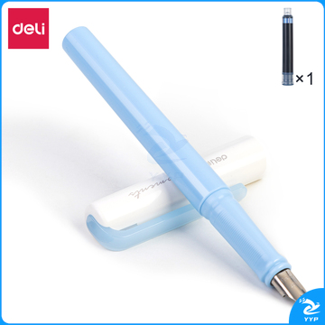 得力A932钢笔(可擦纯蓝/笔壳蓝色)(1支笔+1墨囊/盒)（盒）