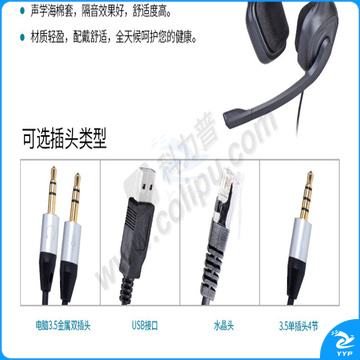 北恩 HION 双耳话务耳麦 FOR700D 思科电话机水晶头 (黑色) 大耳盘头戴式,清晰降噪隔音