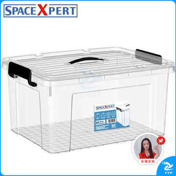 SPACEXPERT 衣物收纳箱塑料整理箱35L透明 1个装 带提手