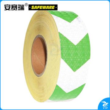 安赛瑞14365晶格反光导向警示胶带绿白50mm*50m（卷）