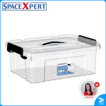 SPACEXPERT 衣物收纳箱塑料整理箱12L透明 1个装 带提手