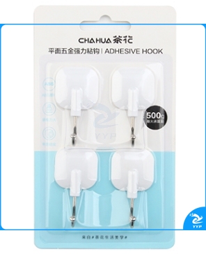 茶花(CHAHUA) 2912 平面五金强力粘钩(1*4)方形颜色随机(单位：组)