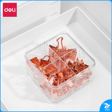 得力78205长尾票夹套装(玫瑰金)(盒)