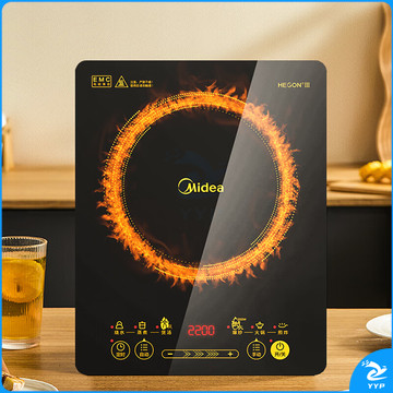 美的（Midea）电磁炉 家用 2200W大功率 滑控调节 电磁灶 火锅炉 耐用面板 一键爆炒 智能定时 WH2202